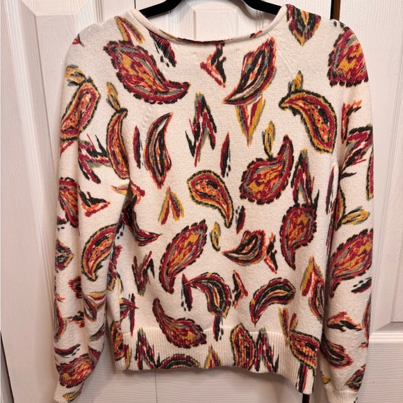 LOFT Women's V-Neck Sweater with Paisley Design Long Sleeve Size Small oversized - Picture 7 of 12